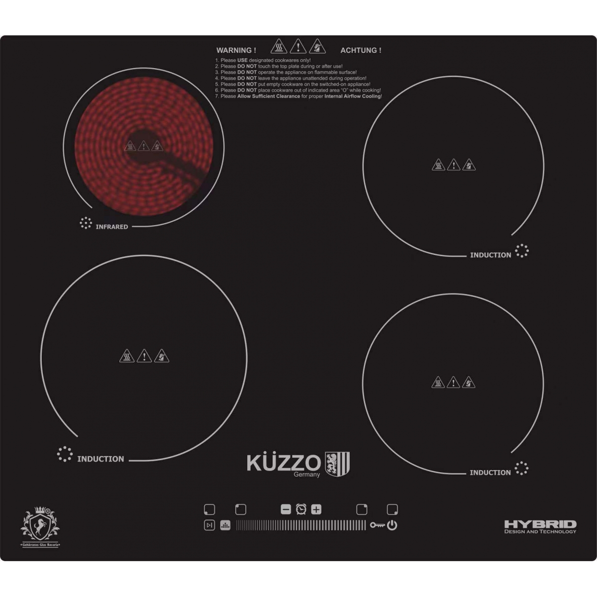 KUZZO 德信 DI-486 59cm 4頭嵌入式電磁電陶爐 (7200W)