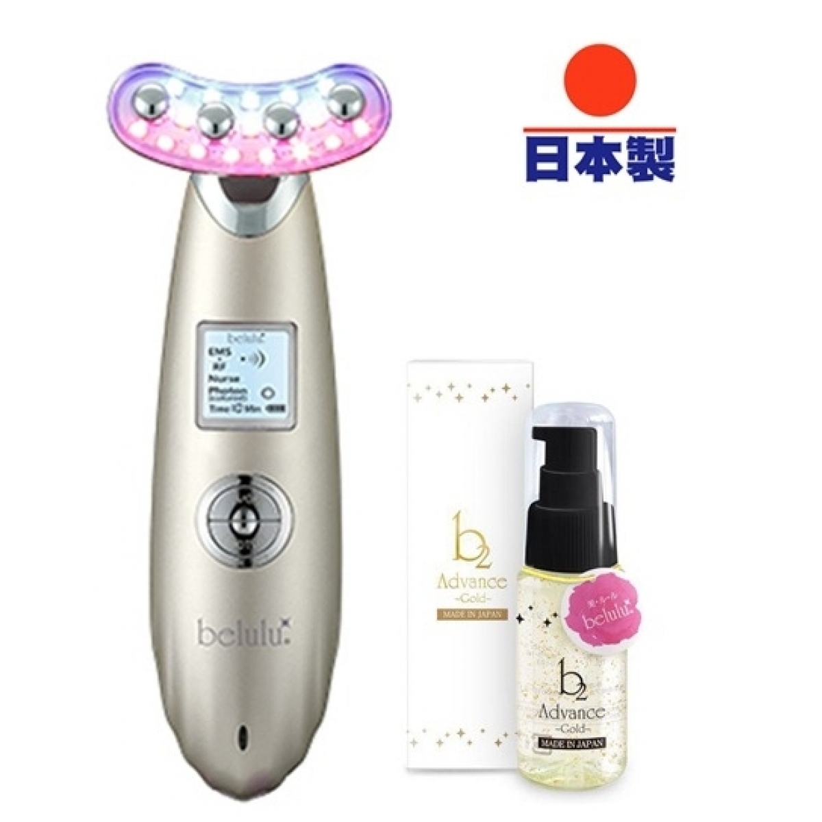 Belulu BUU11P New Rebirth RF射頻LED彩光EMS導入提拉美容儀 (金色) - 6大功能，黃光升級