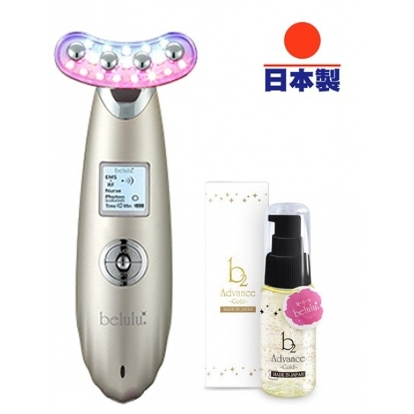 Belulu BUU11P New Rebirth RF射頻LED彩光EMS導入提拉美容儀 (金色) - 6大功能，黃光升級