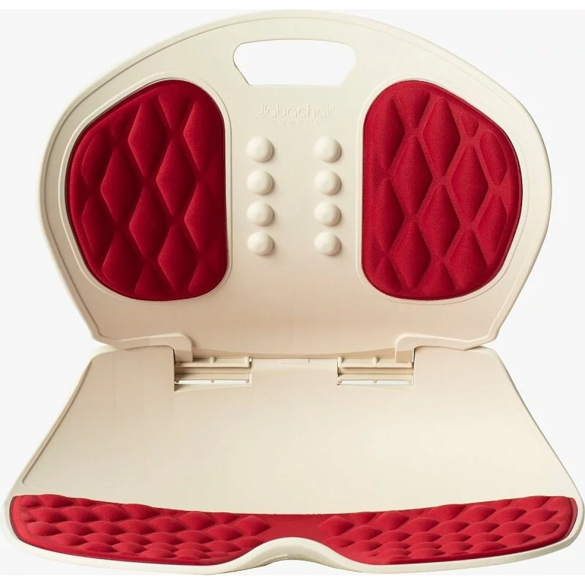 Jabachair 折疊式護脊坐墊 (象牙白+紅色) - 專利槓桿原理，高彈性材質，透氣設計