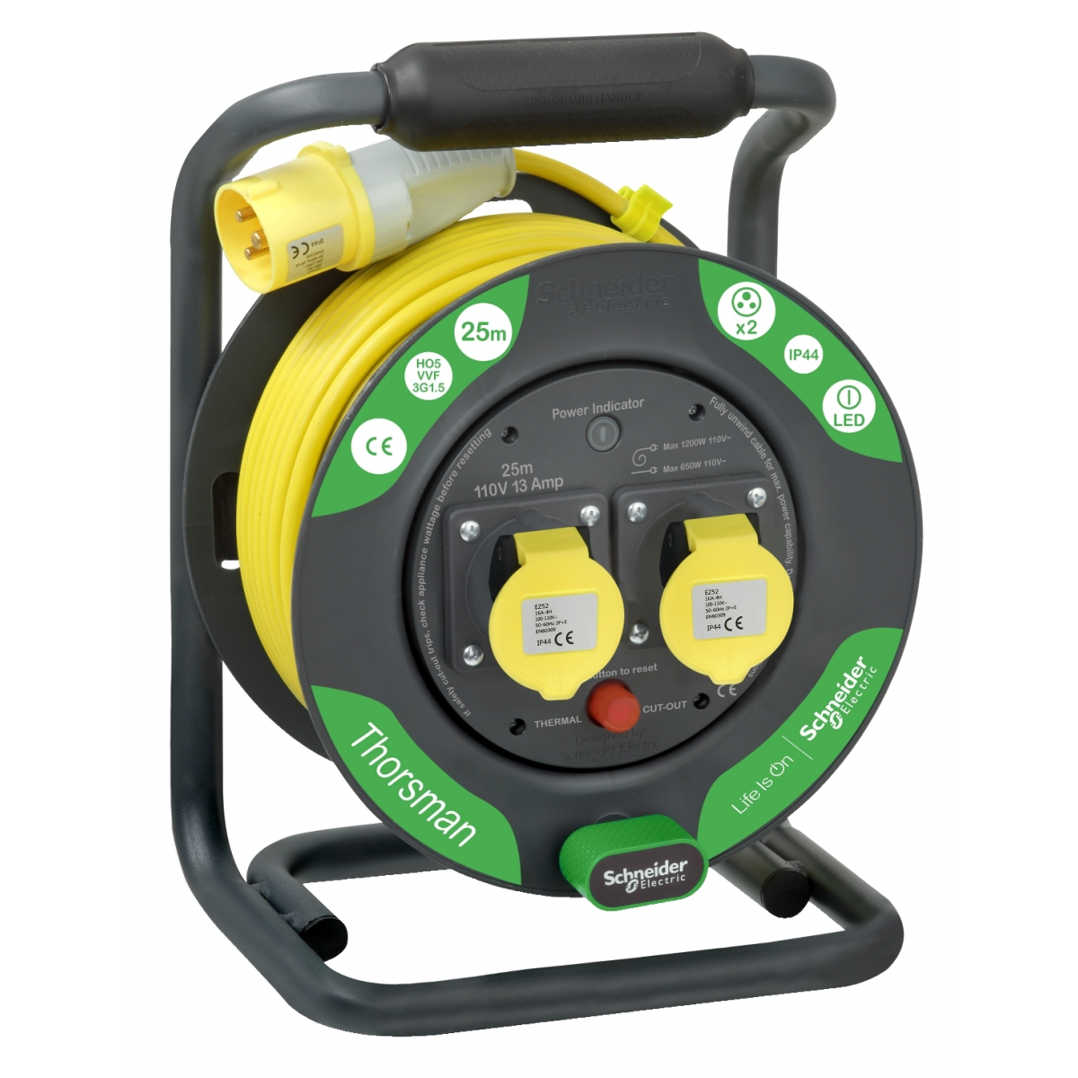 Schneider Electric 施耐德電氣 IMT33144 手提電線拖轆 (25米) - IP44防水，BS 110V插座