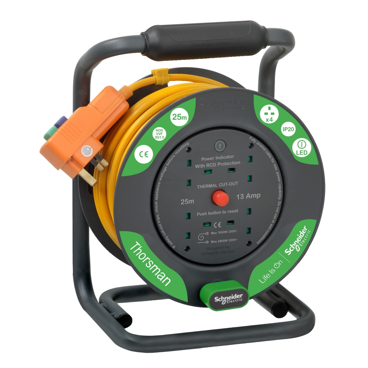 Schneider Electric 施耐德電氣 IMT33146 手提電線拖轆 (25米) - BS RCD插座，熱斷路保護