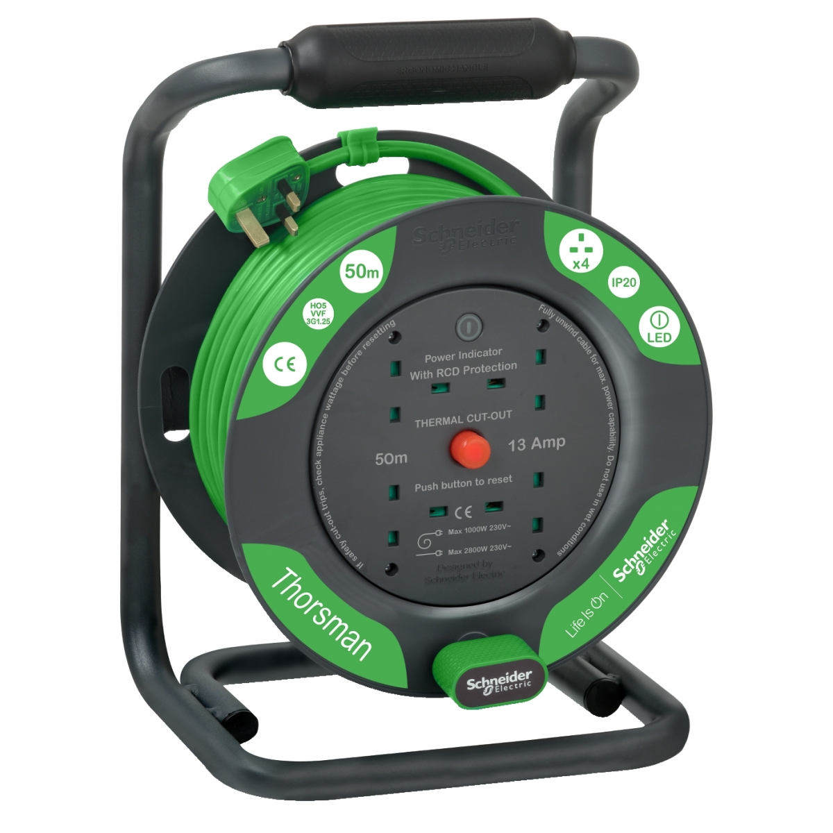 Schneider Electric 施耐德電氣 IMT33157 手提電線拖轆 (50米) - 專業級，4個BS 230V插座