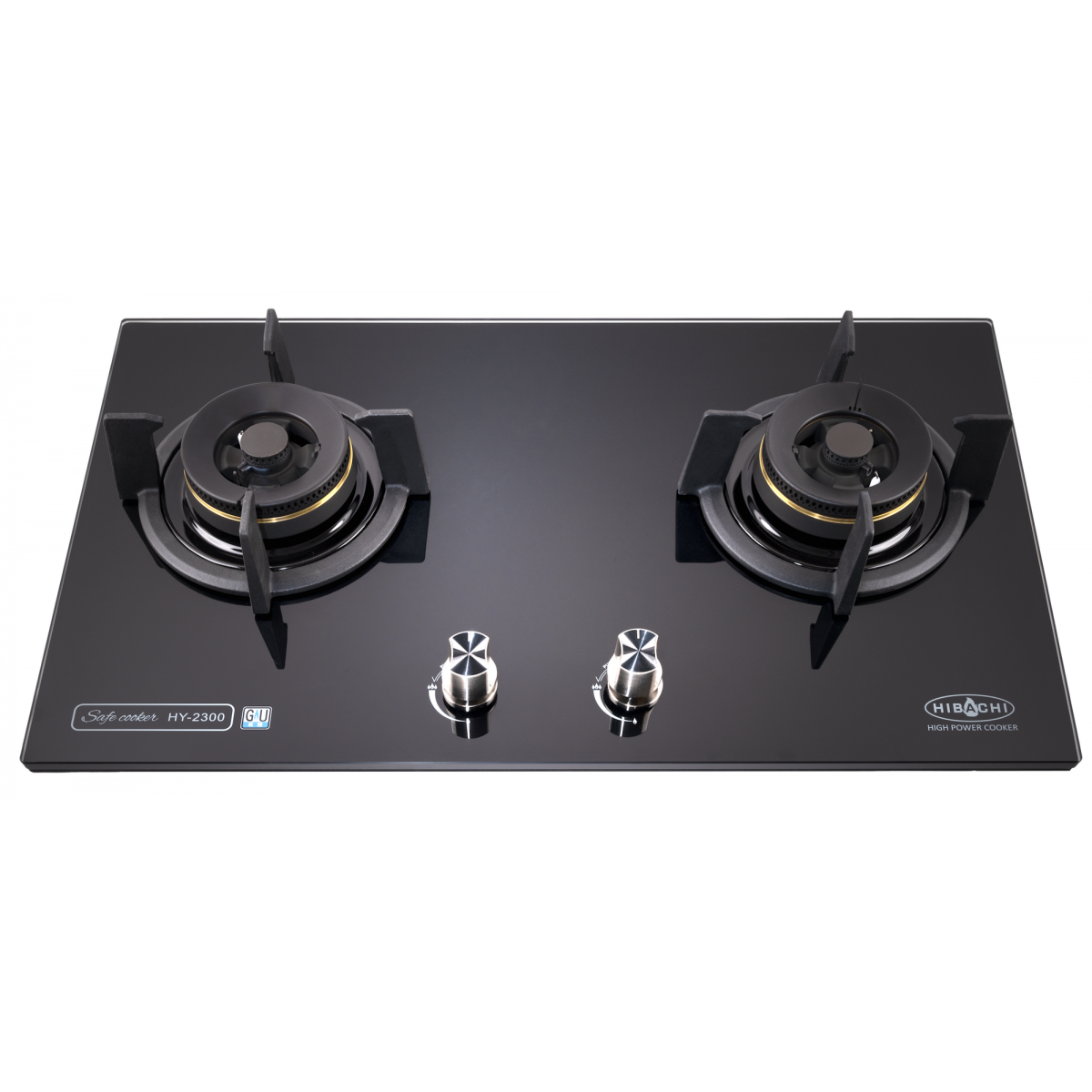 HIBACHI 氣霸 HY-2300TG 75厘米 嵌入式雙頭煤氣爐 (蓮芯火, 6.0kW, 強化玻璃)