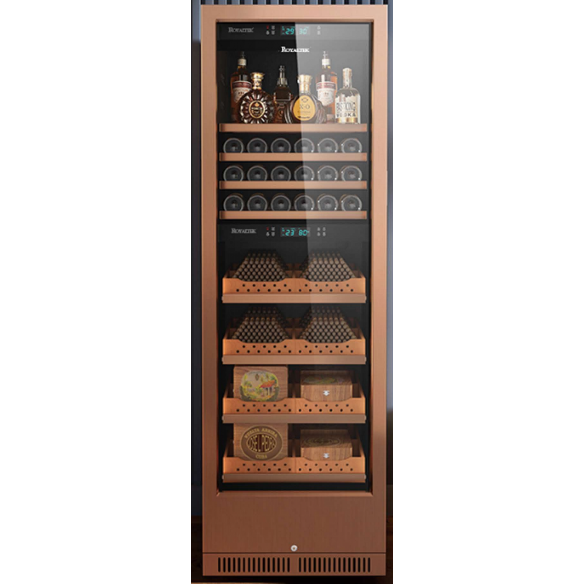 ROYALTEK RT168B Signature 紅酒雪茄櫃 (二合一, 雙壓縮機, 36酒/600雪茄)