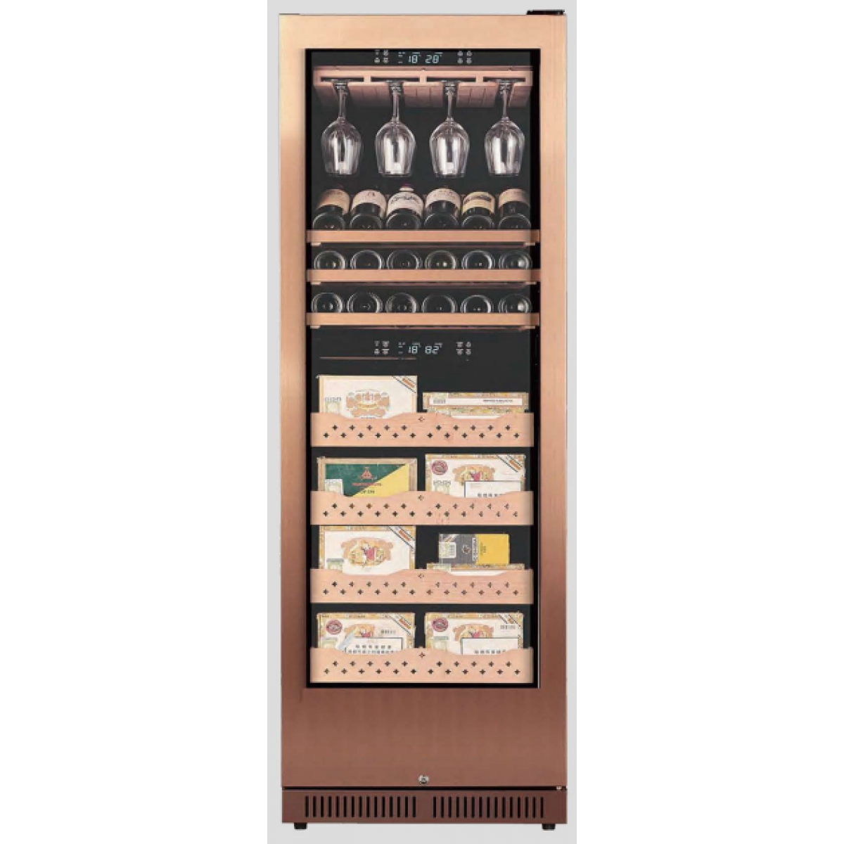 Royaltek Signature 恆溫恆濕雪茄紅酒櫃 (600支+18支+8杯) - 雙溫區，獨立調節，壓縮機製冷