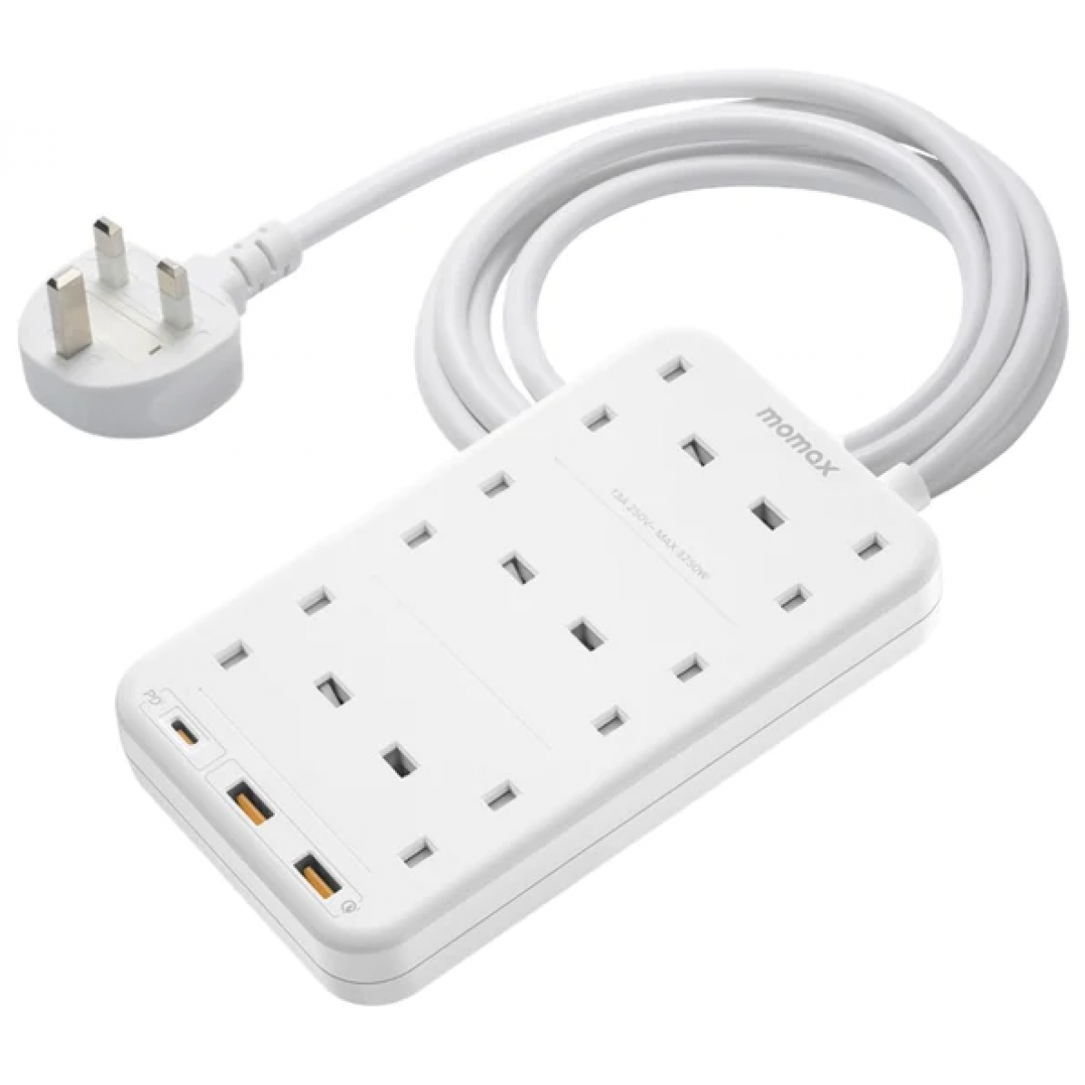 Momax US12UKW ONEPLUG PD20W 6位拖板 (白色)