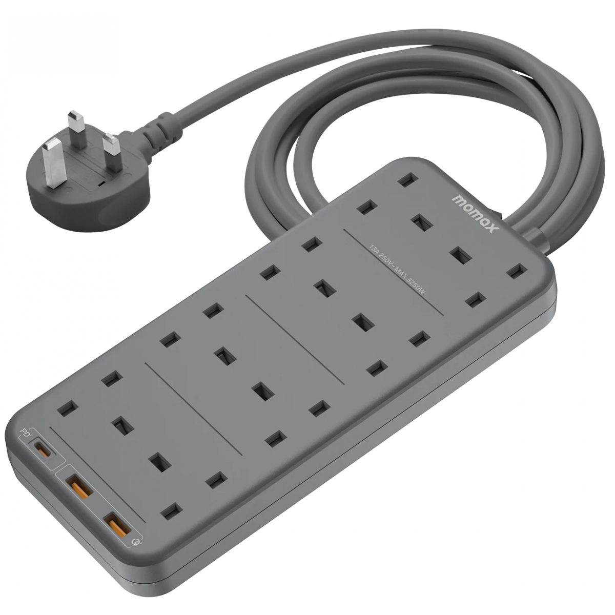 Momax US5UKE ONEPLUG PD20W 8位拖板 (灰色)