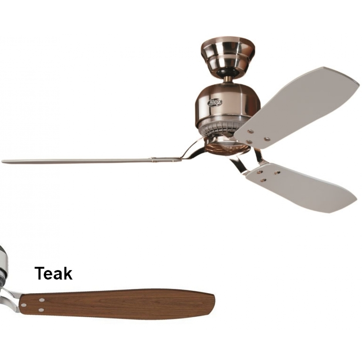 Hunter Fan Co Industrie II 52吋天花吊扇 (鉻銀色+柚木色)：夏季/冬季模式，3種速度，牆壁開關