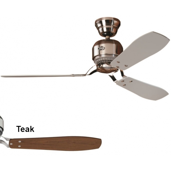 Hunter Fan Co Industrie II 52吋天花吊扇 (鉻銀色+柚木色)：夏季/冬季模式，3種速度，牆壁開關