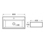 Bellini K146檯上盆：簡約設計，H140*W800*D435mm