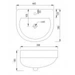 Walrus WR-200222 橢圓形單孔掛牆面盆 (360 x 445mm)