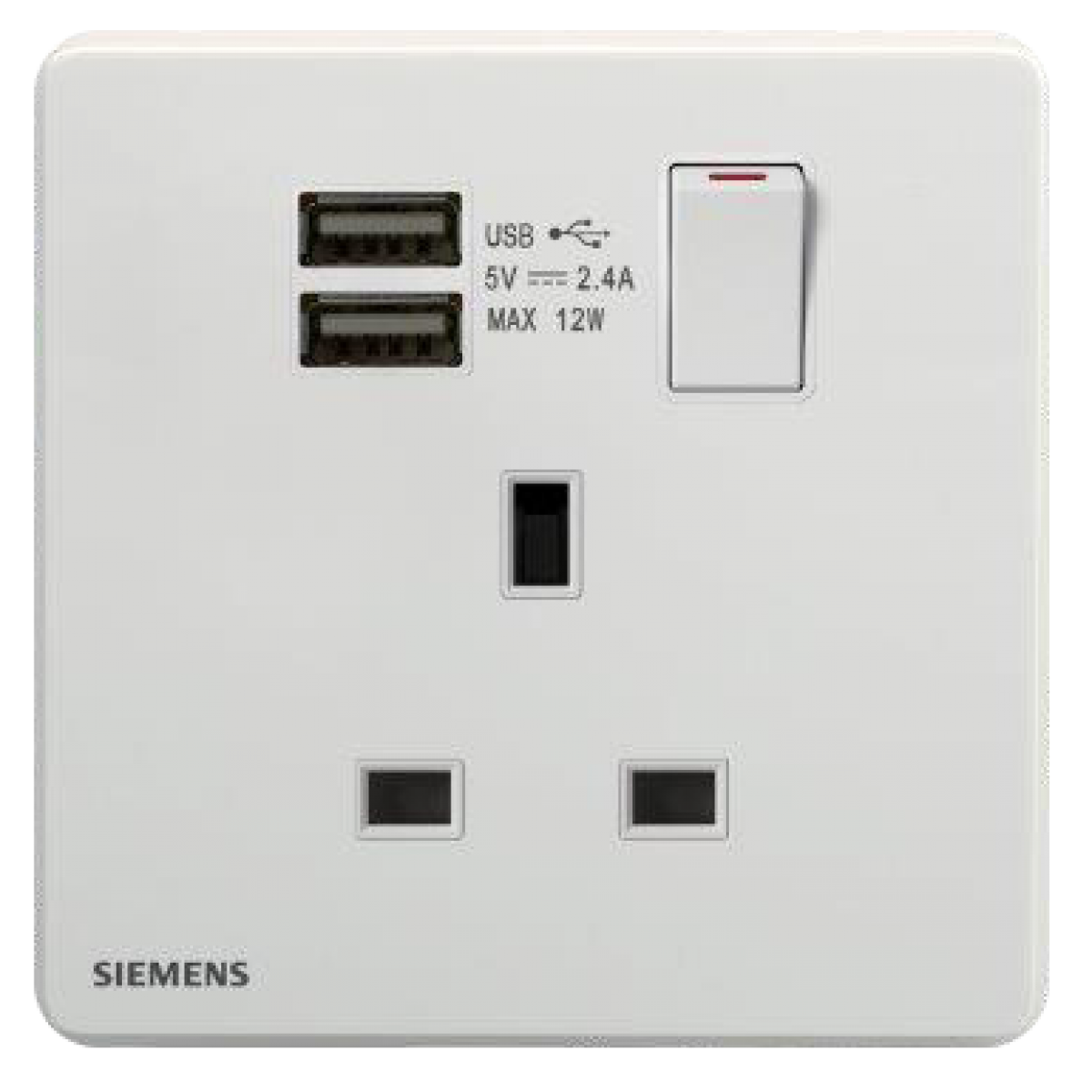 西門子 Siemens 5UB81923PC01 13A 單位單極開關插座 (帶2個USB) (白色)