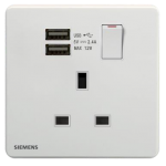 Siemens 西門子 5UB81923PC01 DELTA®arina 13A 單位單極開關插座帶2個USB插頭 (白色)