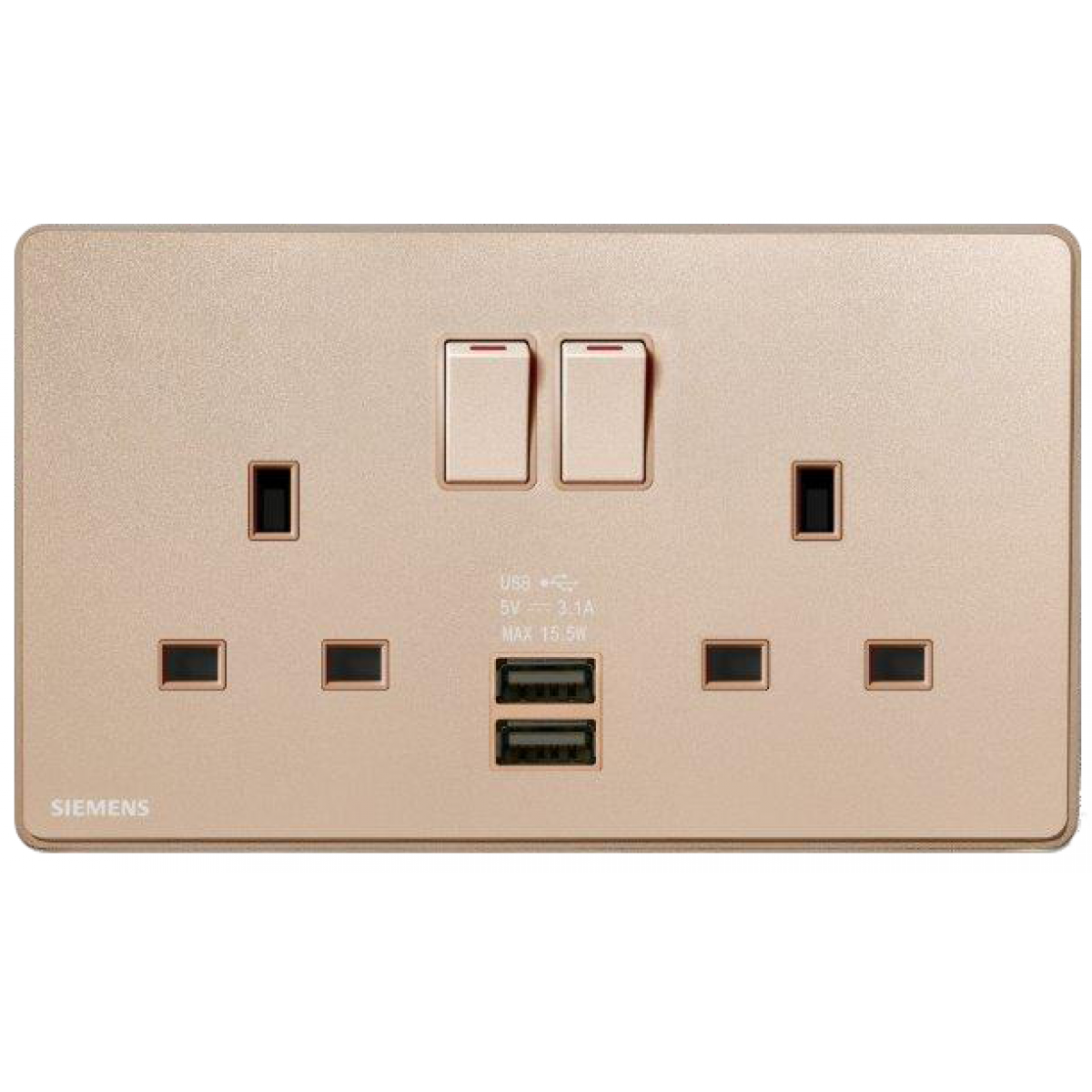 Siemens 西門子 5UB81633PC04 DELTA®arina 13A雙位開關插座 (帶2個USB, 玫瑰金)