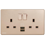 Siemens 西門子 5UB81633PC04 DELTA®arina 13A 雙位開關插座帶2個USB插頭 (玫瑰金)