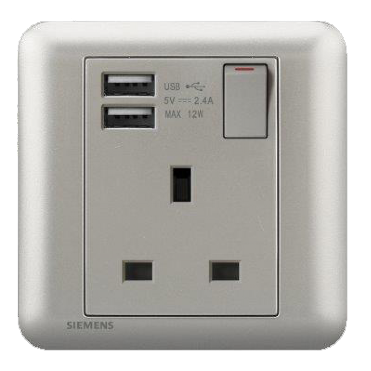 Siemens 西門子 5UB01623PC02 DELTA®seata 13A單位開關插座 (帶2個USB, 鈦銀色)