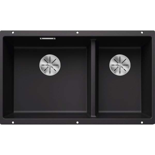 BLANCO SUBLINE 430/270-U(525991) 花崗岩雙槽鋅盤 (下嵌式，黑色)