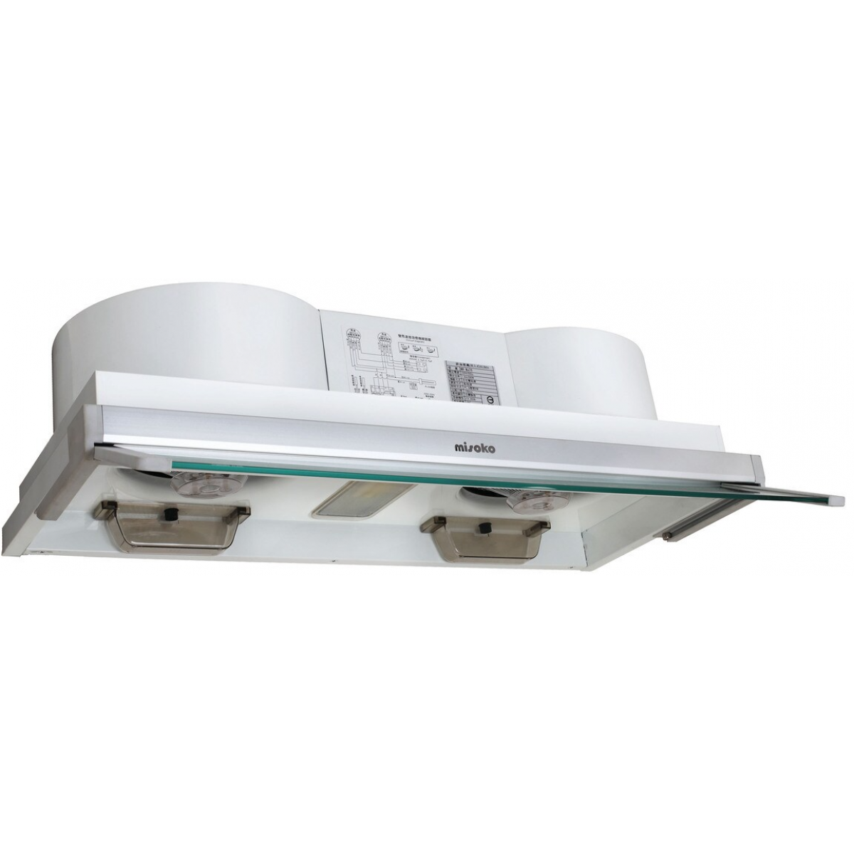 Misoko MR-PS80 80厘米隱藏嵌入式抽油煙機 - 1250m³/hr排風量、強力摩打