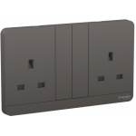 Schneider Electric 施耐德電氣 AvatarOn 13A 兩位連保護門有掣插座 (石墨灰) (E83T25_DG_C5)