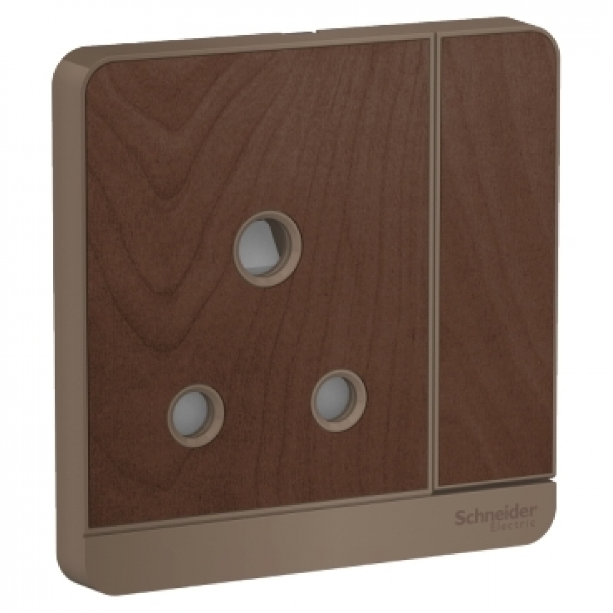 Schneider Electric 施耐德電氣 AvatarOn 15A單位3腳圓頭有掣插座連LED指示燈 (胡桃木)