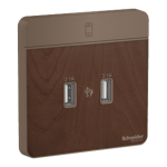 Schneider Electric 施耐德電氣 AvatarOn 兩位2.1A USB充電插座 (胡桃木) (E8332USB_WD_C5)