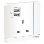 Schneider Electric 施耐德電氣 AvatarOn 13A 單位有掣電源插座連雙位USB充電插座 (搪瓷白) (E8315USB_WE_C5)