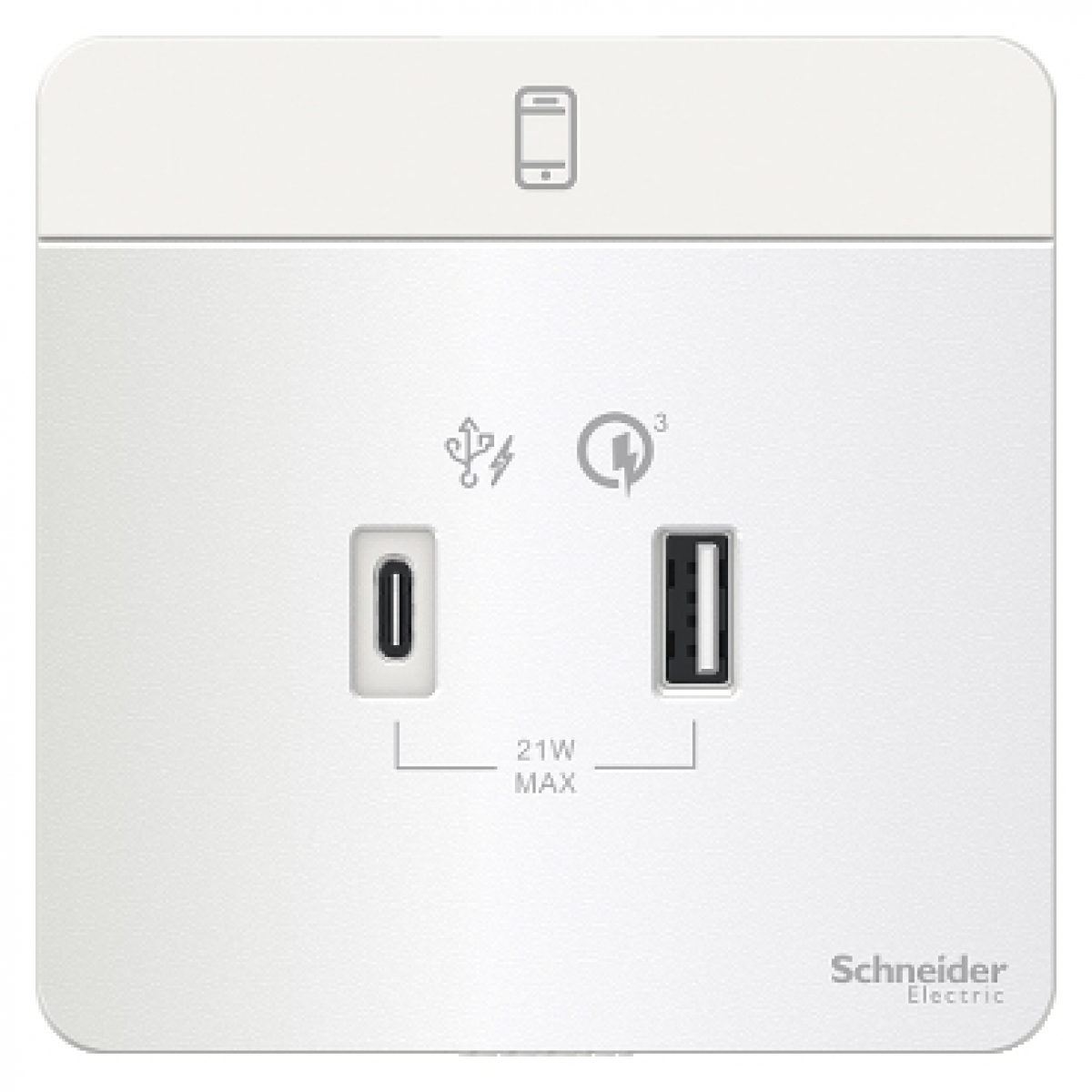 Schneider Electric 施耐德電氣 AvatarOn 45W雙位USB快速充電插座 (Type A+C/搪瓷白)
