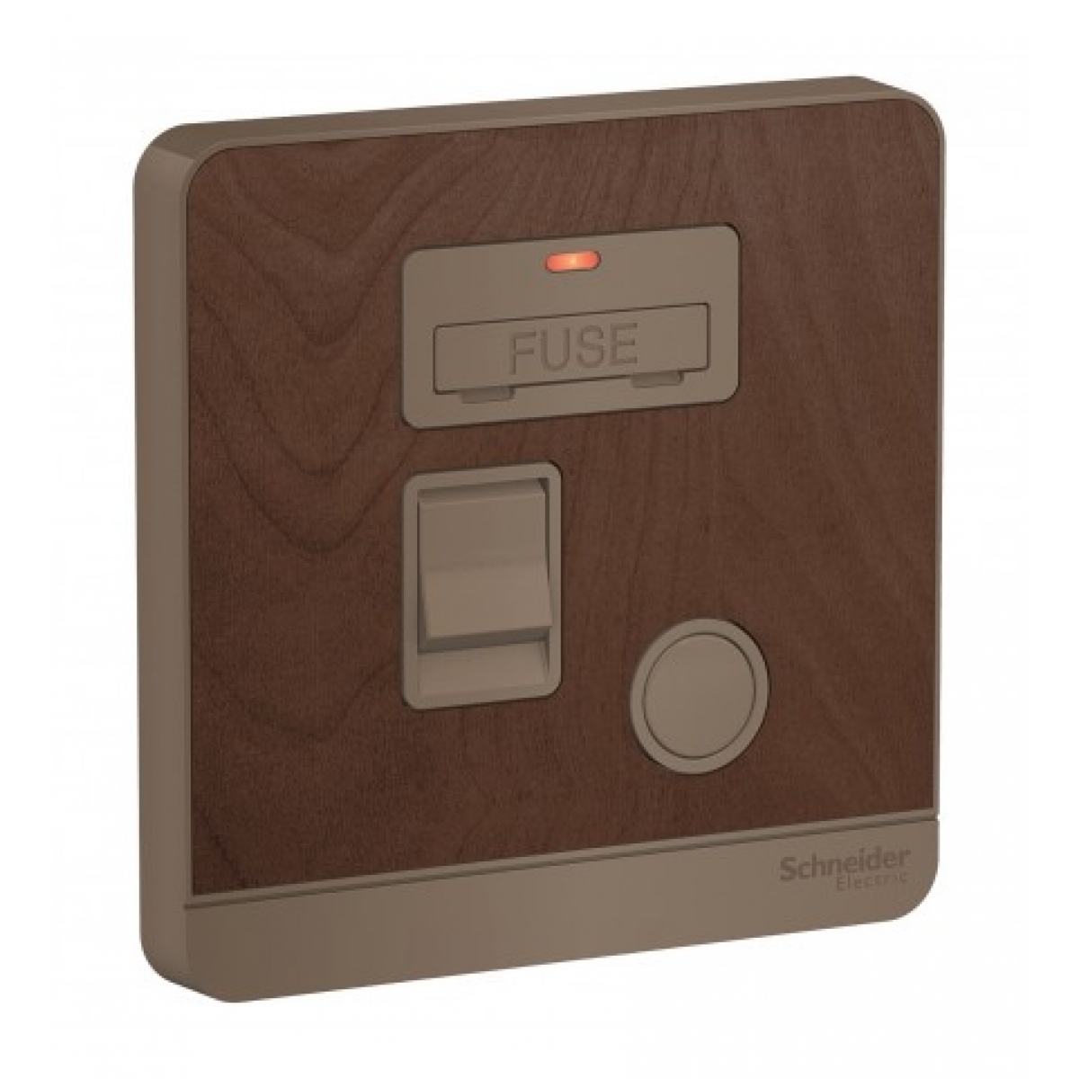 施耐德電氣 AvatarOn 13A 保險菲士蘇 (胡桃木) - 連雙極開關與LED指示燈
