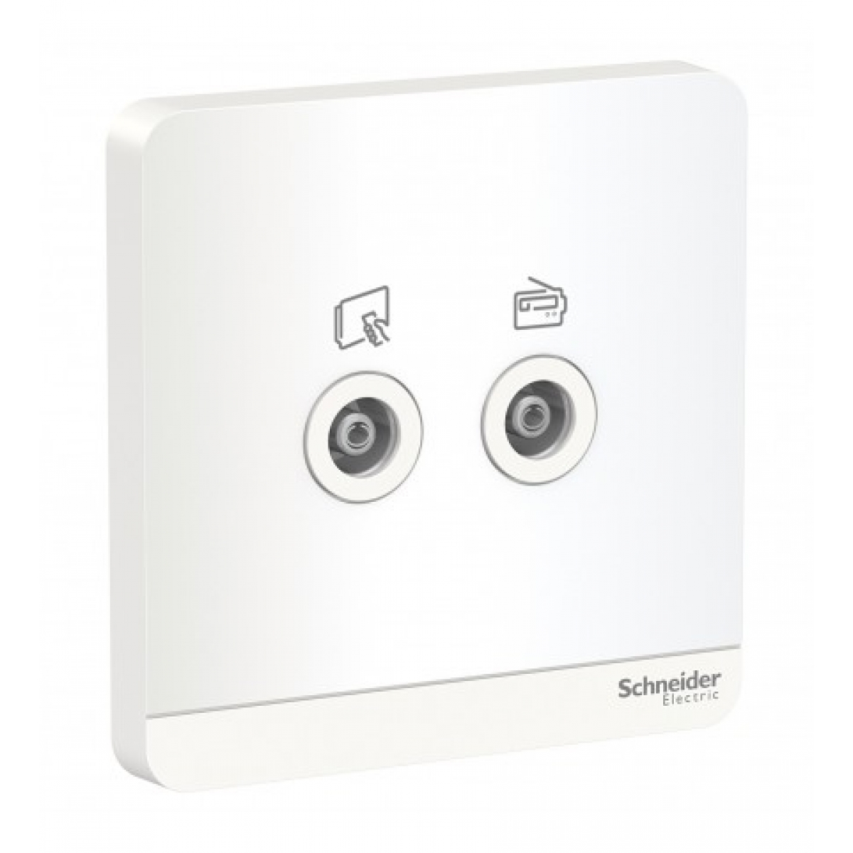 施耐德電氣 AvatarOn 兩位電視/收音機天線主板插座 (搪瓷白) - 75Ω，TV/FM插座類型