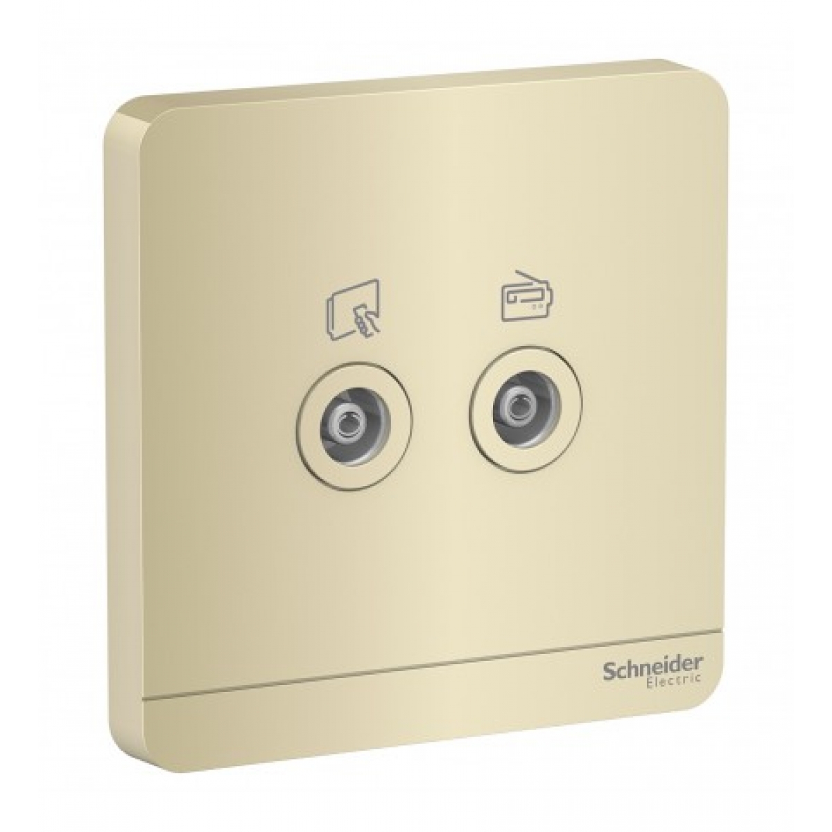 施耐德電氣 AvatarOn 兩位電視/收音機天線主板插座 (沉醉金) - 75Ω，TV/FM插座類型