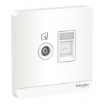 Schneider Electric AvatarOn 1 Gang TV + RJ45 Data Outlet Keystone on Shuttered Wallplate (without module) (White) (E8332TVRJS_WE_C5)