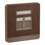 Schneider Electric 施耐德電氣 AvatarOn 兩位RJ45數據插座，Keystone面板備防塵活門 (不連模塊) (胡桃木) (E8332RJS_WD_C5)