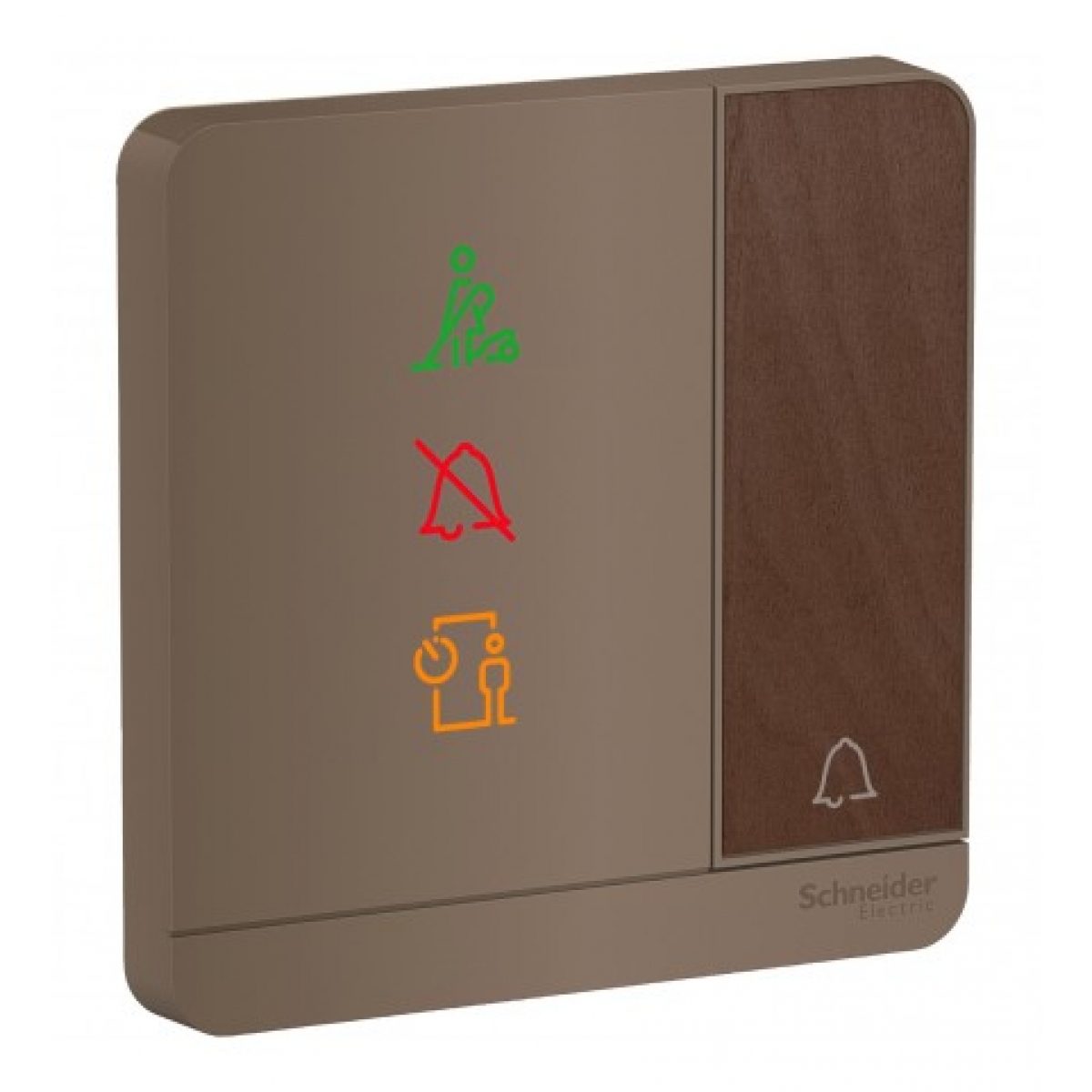 Schneider Electric AvatarOn 10A單位門鐘按掣（胡桃木）- 帶圖像顯示，LED指示燈