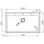 Pyramis Istros 花崗岩廚房水槽 - 86x50厘米，單盆設計，3個預設龍頭孔