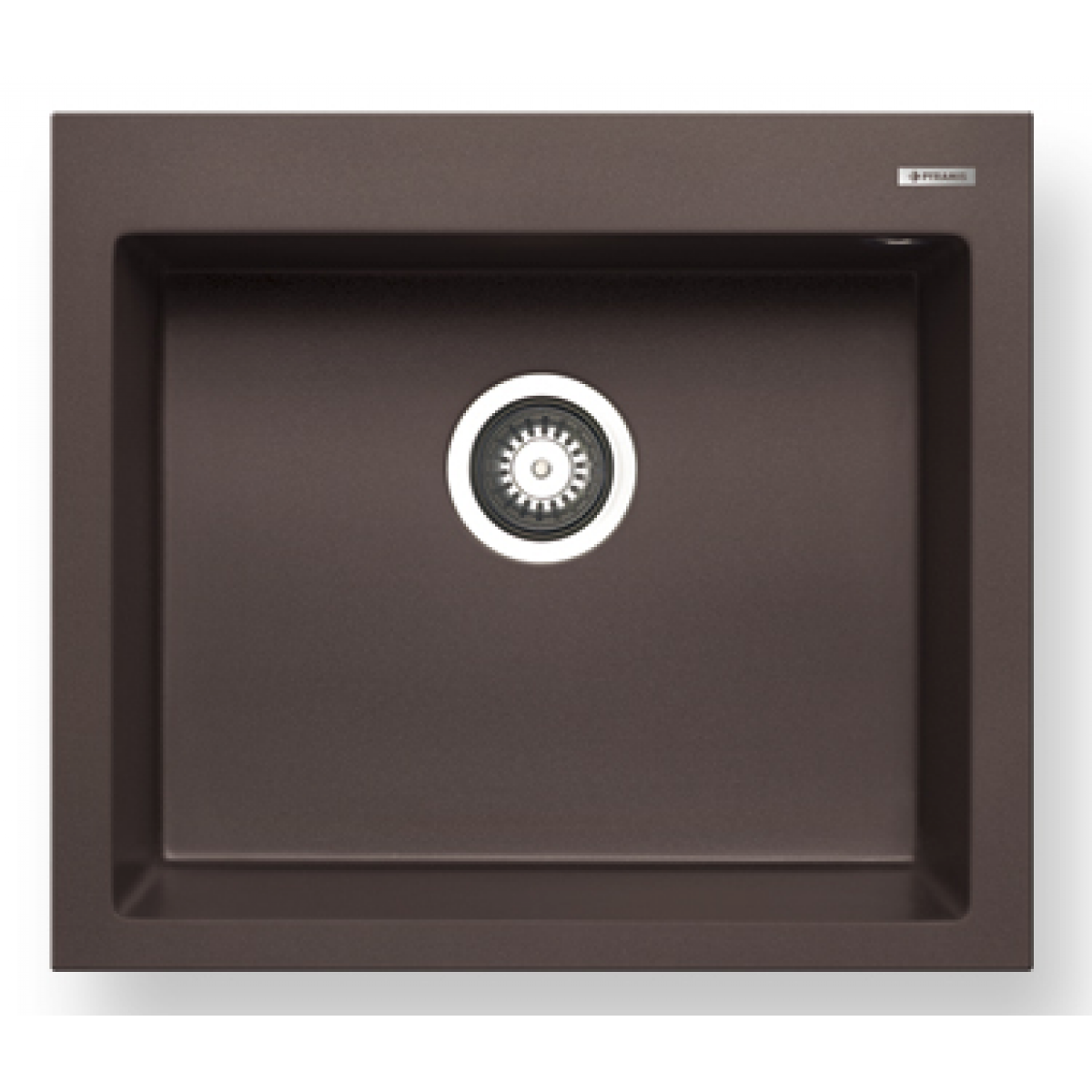 Pyramis Istros 57x50cm花崗岩單盆廚房水槽 (朱古力色)