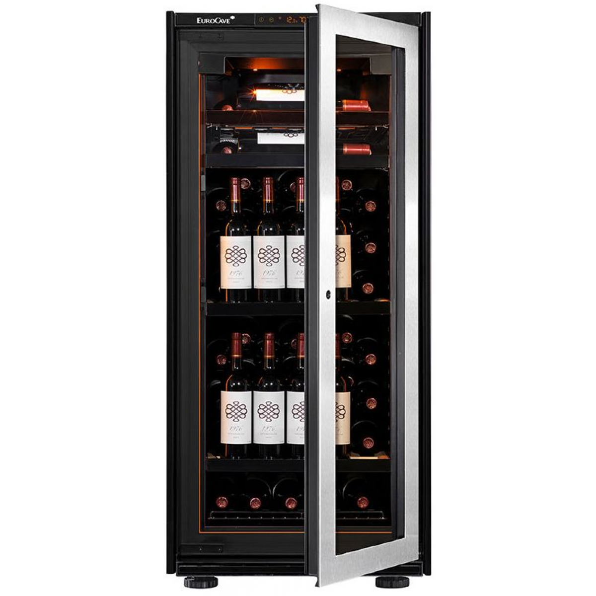 EURO CAVE V-INSP-M-2S-2W-SG 59瓶單溫區紅酒櫃：不鏽鋼玻璃門，寧靜運行