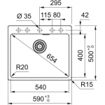 Franke MRG 610-54 FTL Maris 花崗岩檯面單盆廚房水槽 (瑪瑙黑色)