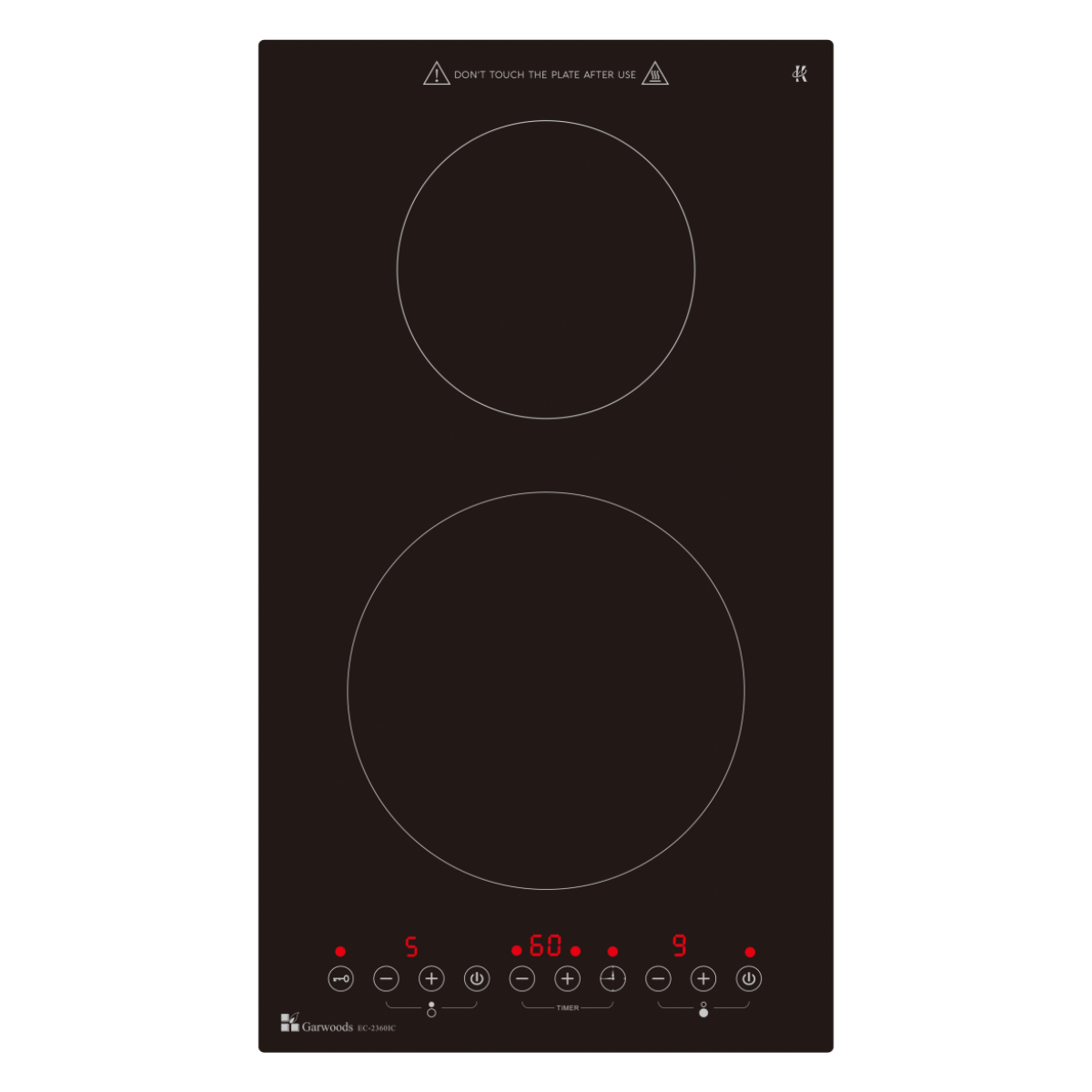 Garwoods 樂思 EC-2360IC 29cm 嵌入式雙頭電磁爐 - 半橋火力精準控制