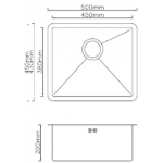 Goboss TW104 50厘米 不銹鋼單鋅盤 (檯下款) - 拉絲鋼材質，簡約設計