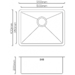 Goboss TW105 55厘米 不銹鋼單鋅盤 (檯下款) - 拉絲鋼材質，簡約設計