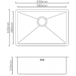 Goboss TW106 63厘米 不銹鋼單鋅盤 (檯下款) - 拉絲鋼材質，簡約設計