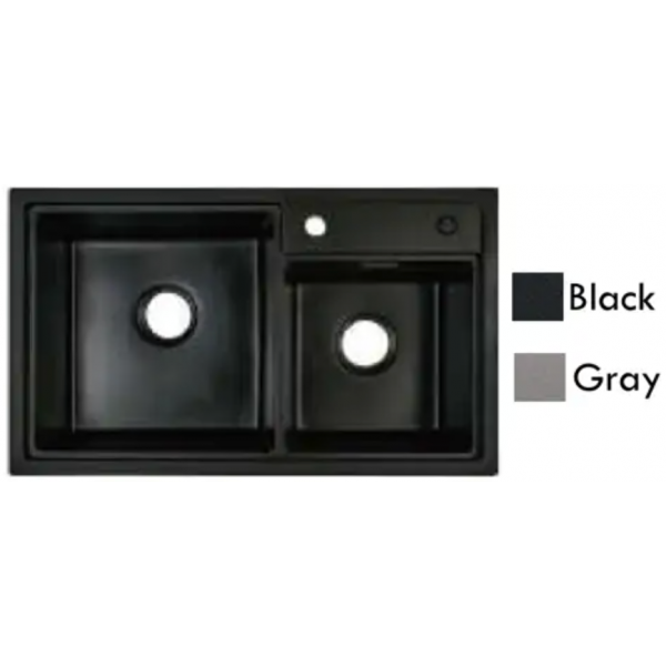 Goboss TS-2A7947-GY 79厘米 淺灰色花崗石檯面雙鋅盤