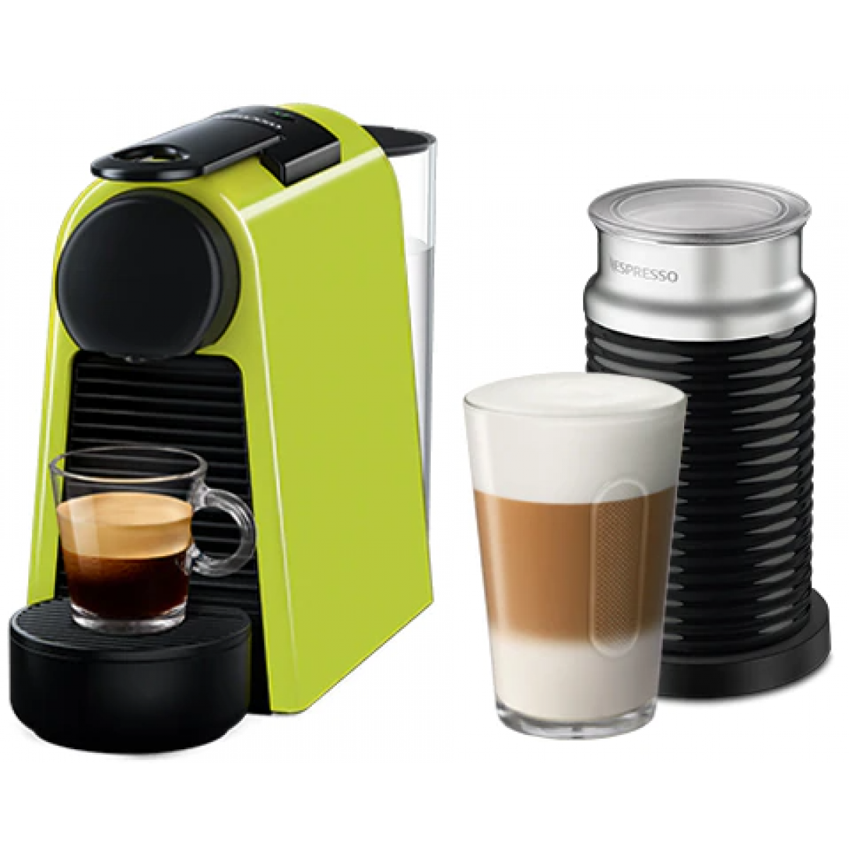 NESPRESSO Essenza Mini 19巴 粉囊咖啡機連Aeroccino3 (青檸綠, 黑色奶泡機)