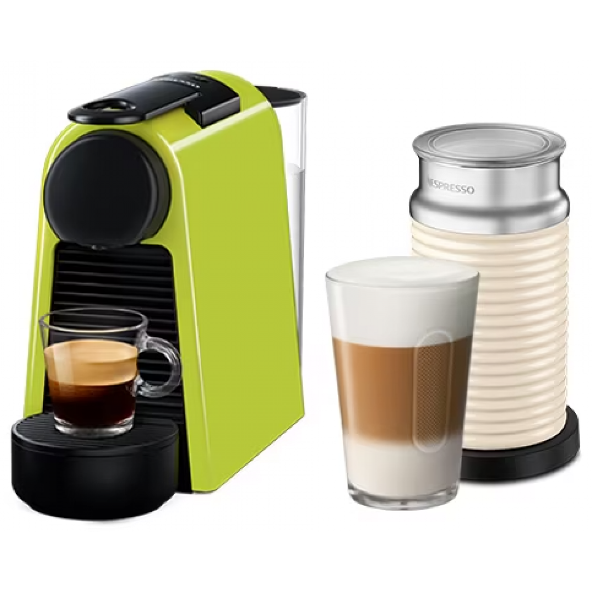 NESPRESSO Essenza Mini 19巴 粉囊咖啡機連Aeroccino3 (青檸綠, 白色奶泡機)