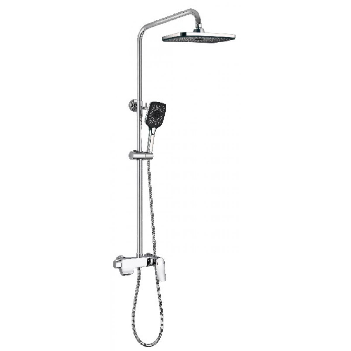 Goboss 048.17-01淋浴柱連手提花灑組合 (電叻色)：經典設計，多功能淋浴