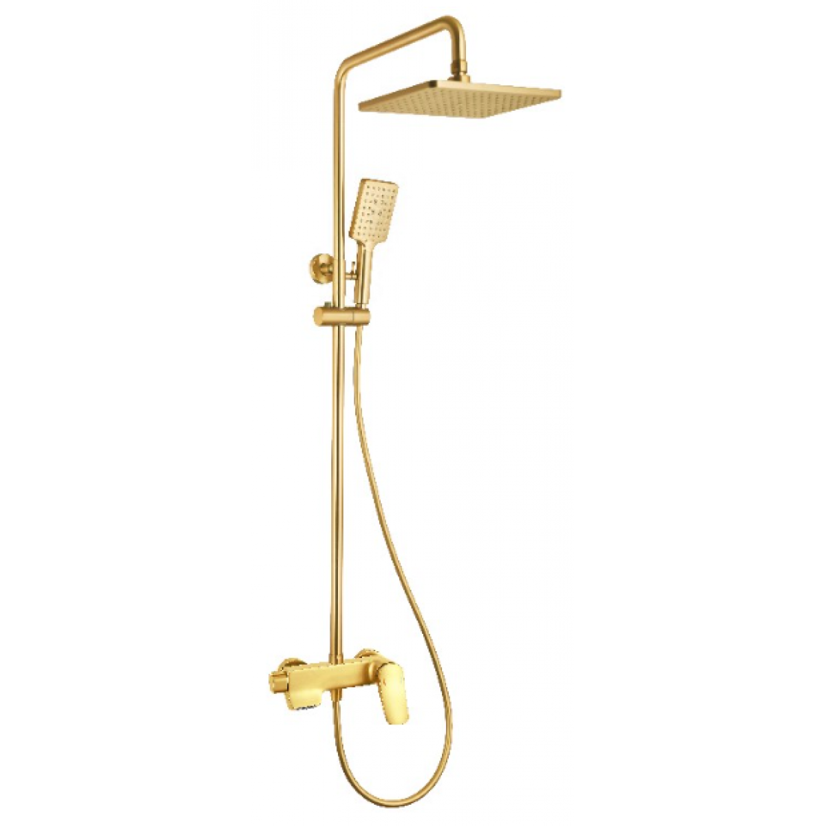 Goboss 048.17-07淋浴柱連手提花灑組合 (拉絲金色)：奢華設計，多功能淋浴