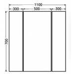 Goboss AD311070-A 三門LED鏡櫃 (1100 x 700mm)