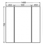 Goboss AD314070-A 三門LED鏡櫃 (1400 x 700mm)