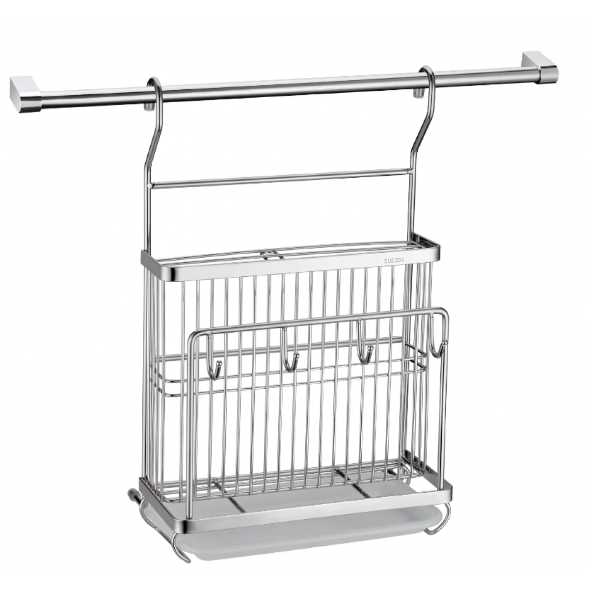 Goboss D1004 250x105x400mm 不銹鋼刀砧板掛架 (帶盤)